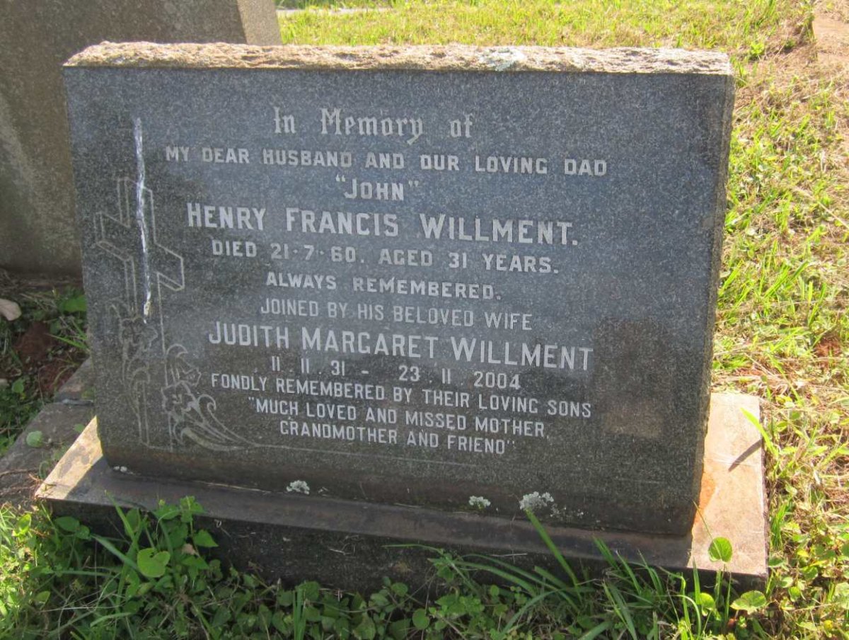 WILLMENT Henry Francis -1960 &amp; Judith Margaret 1931-2004
