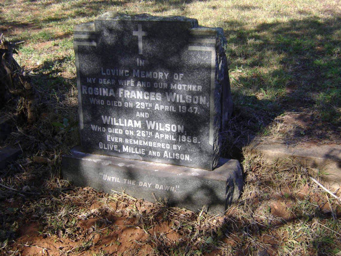 WILSON William -1958 &amp; Rosina Frances -1947