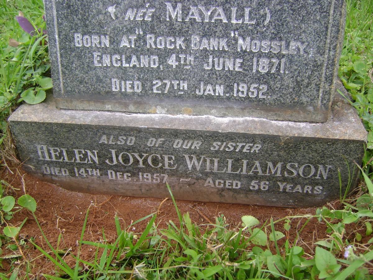 WILLIAMSON Agnes Bower nee MAYALL 1871-1952 :: WILLIAMSON Helen Joyce -1957