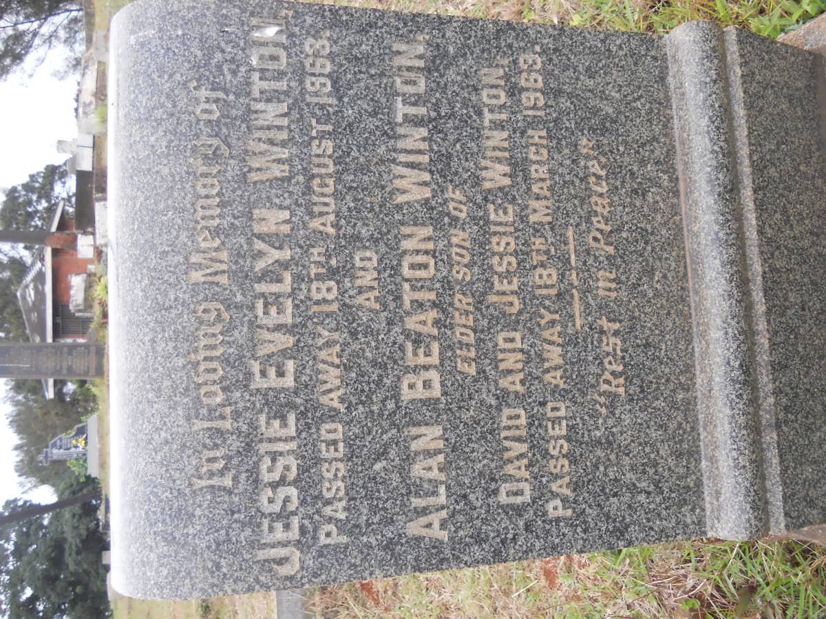 WINTON David Cullan -1925 &amp; Jessie Evelyn -1963 :: WINTON Alan Beaton -1963