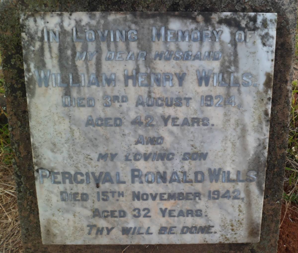 WILLS William Henry -1924 :: WILLS Percival Ronald -1942