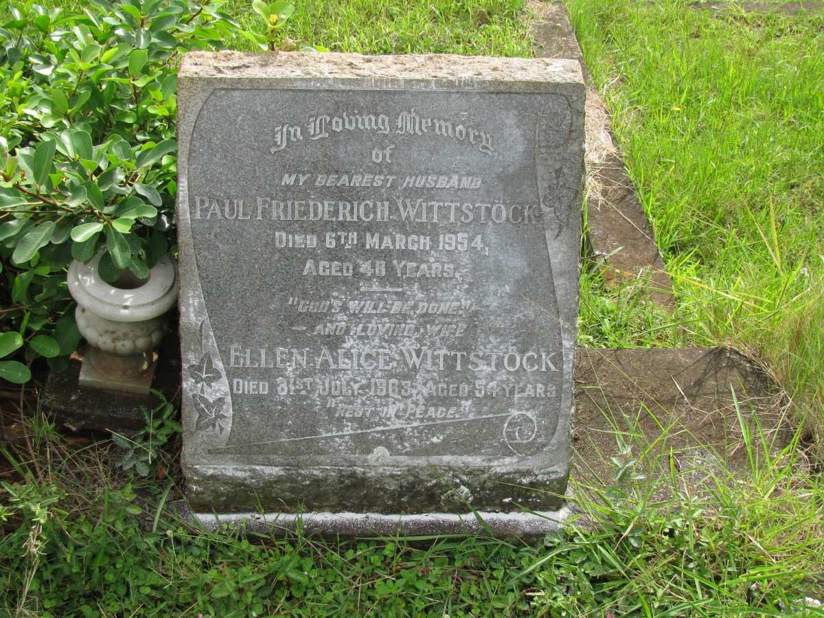 WITTSTOCK Paul Friederich -1954 &amp; Ellen Alice -1963