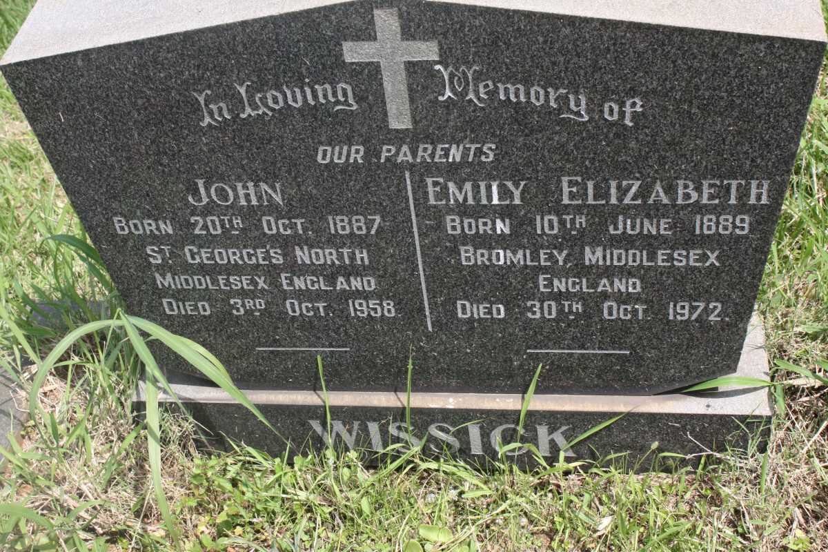 WISSICK John 1887-1958 &amp; Emily Elizabeth 1889-1972