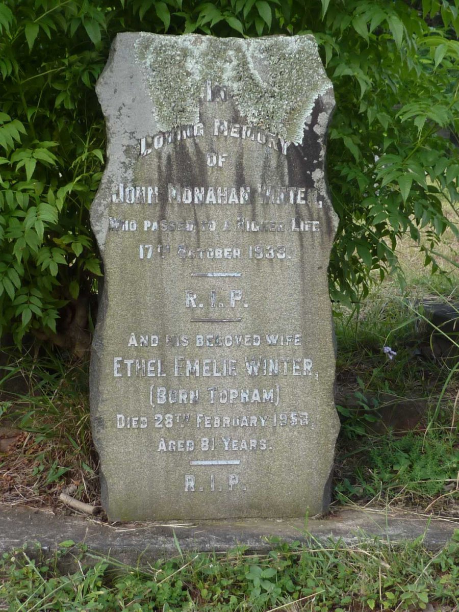 WINTER John Monahan -1939 &amp; Ethel Emelie TOPHAM -1953
