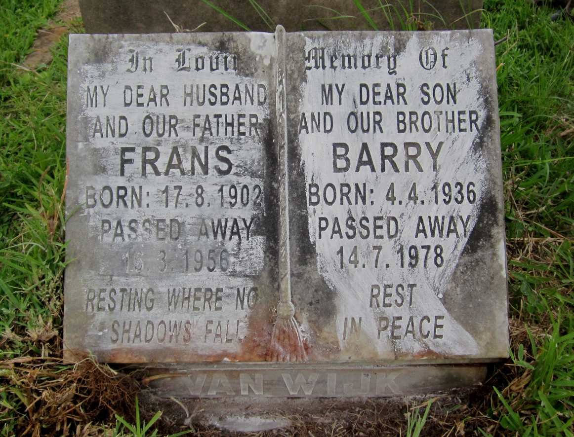 WIJK Frans, van 1902-1956 :: WIJK Barry, van 1936-1978