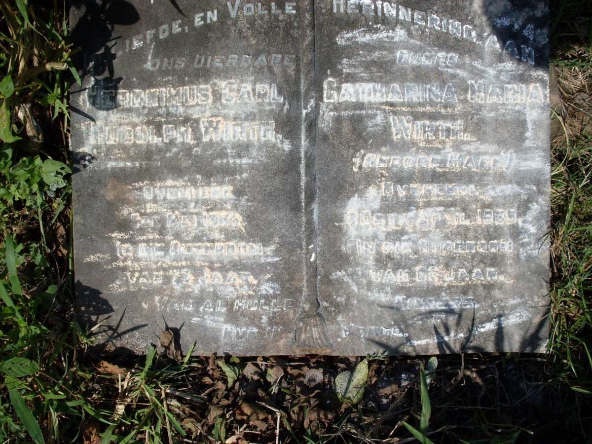 WIRTH Heronimus Carl Rudolph -1938 &amp; Catharina Maria -1955
