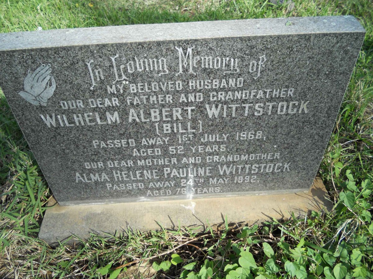 WITTSTOCK Wilhelm Albert -1968 &amp; Alma Helene Pauline -1992