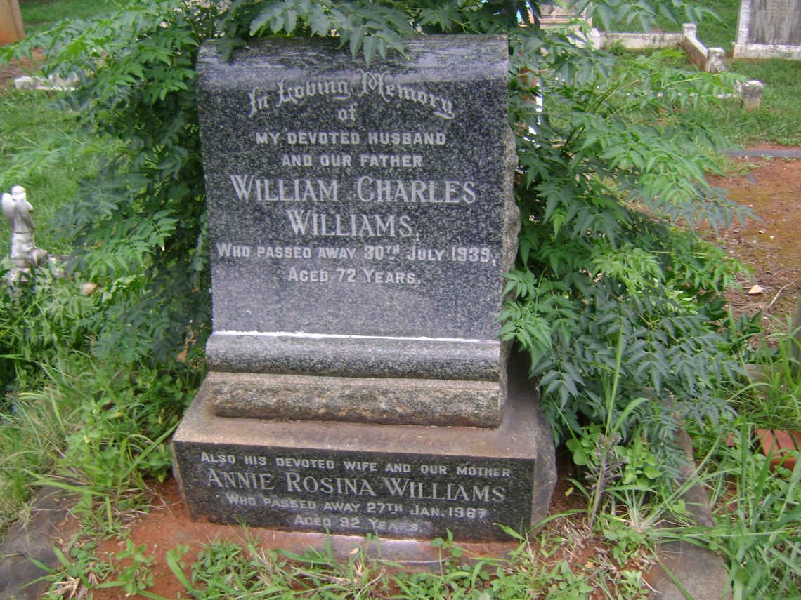 WILLIAMS William Charles -1939 &amp; Annie Rosa -1967