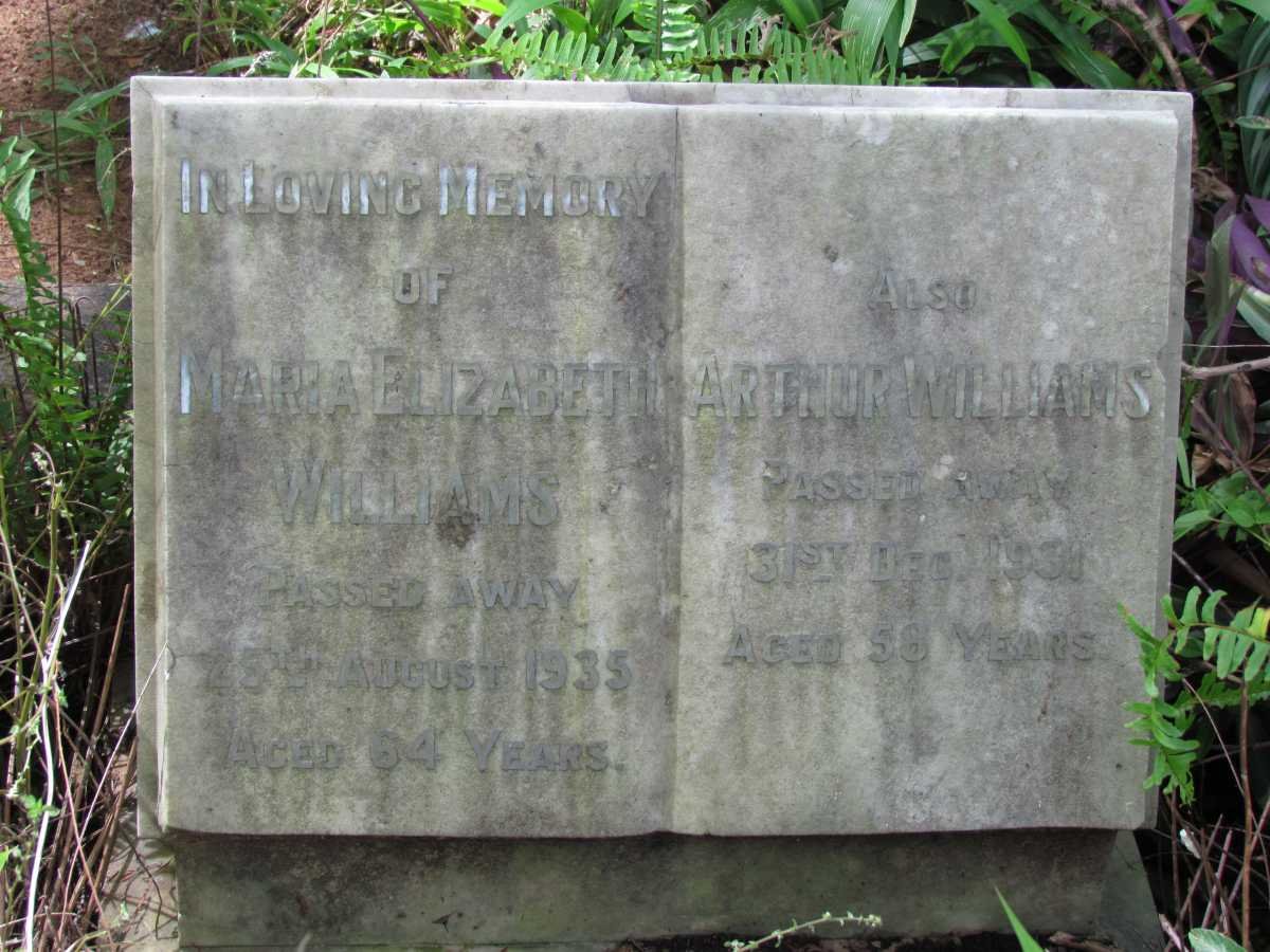 WILLIAMS Arthur -1931 &amp; Maria Elizabeth -1935