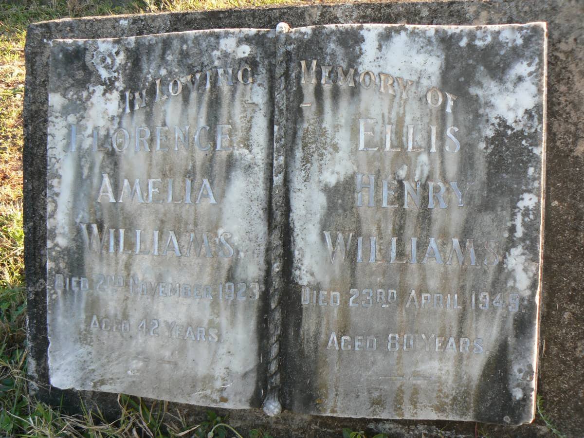 WILLIAMS Ellis Henry -1949 &amp; Florence Amelia -1923