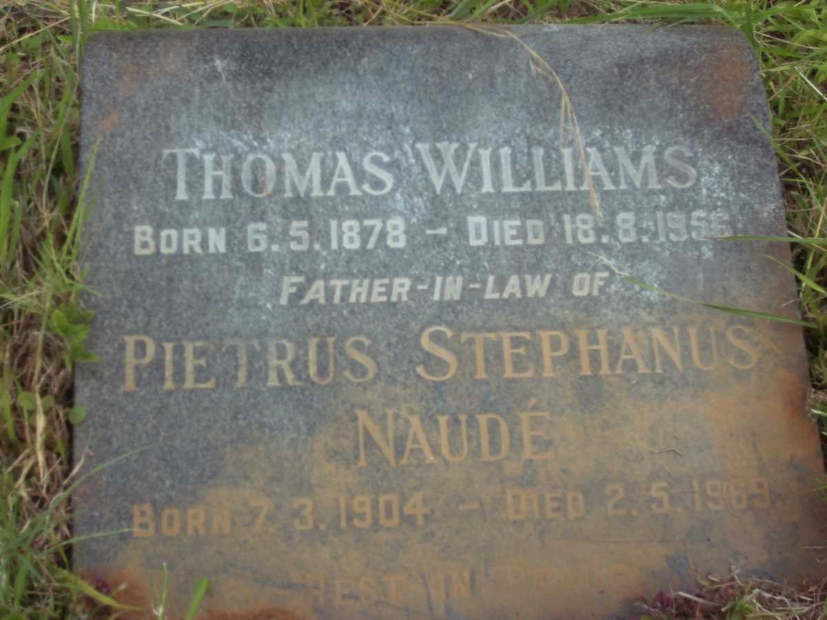 WILLIAMS Thomas 1878-1956 :: NAUDÉ Pietrus Stephanus 1904-1969