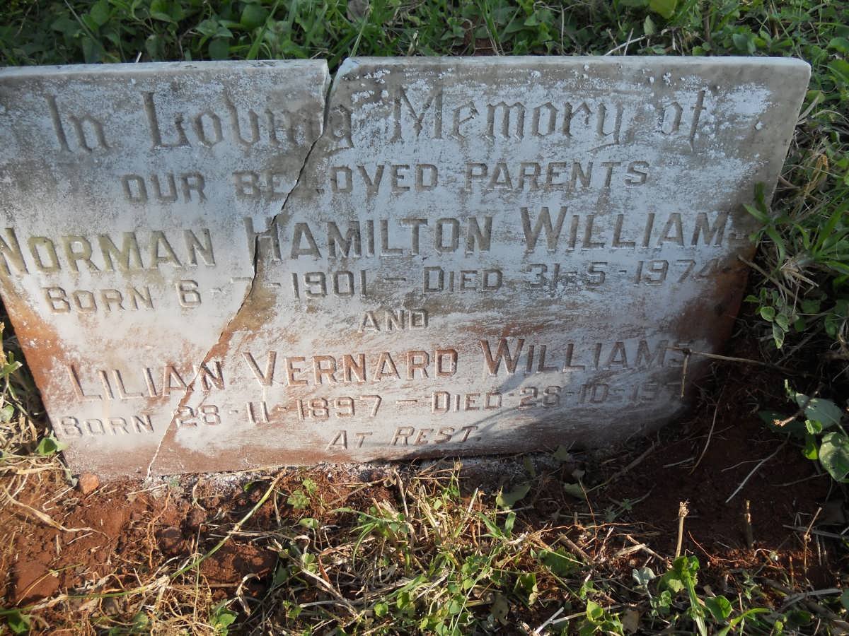 WILLIAMS Norman Hamilton 1901-1974 &amp; Lilian Vernard 1897-197?