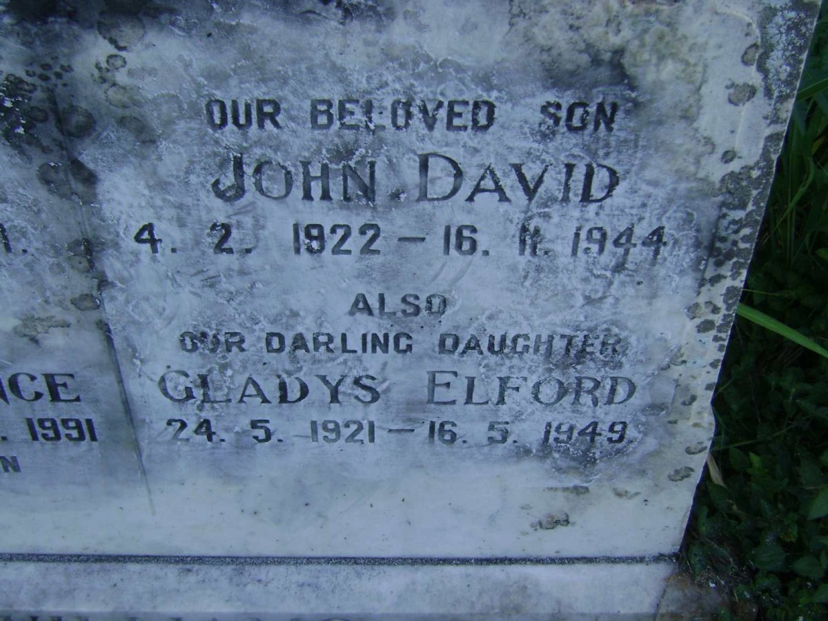 WILLIAMS John David 1922-1944 :: WILLIAMS Gladys Elford 1921-1949