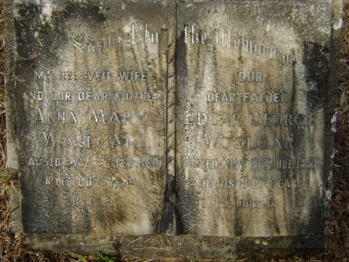 WOOLGAR Edgar George -1958 &amp; Anna Mary -1956