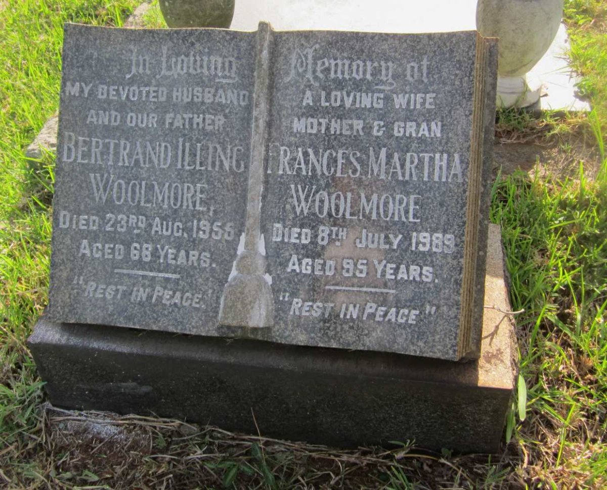 WOOLMORE Bertrand Illing -1955 &amp; Frances Martha -1989