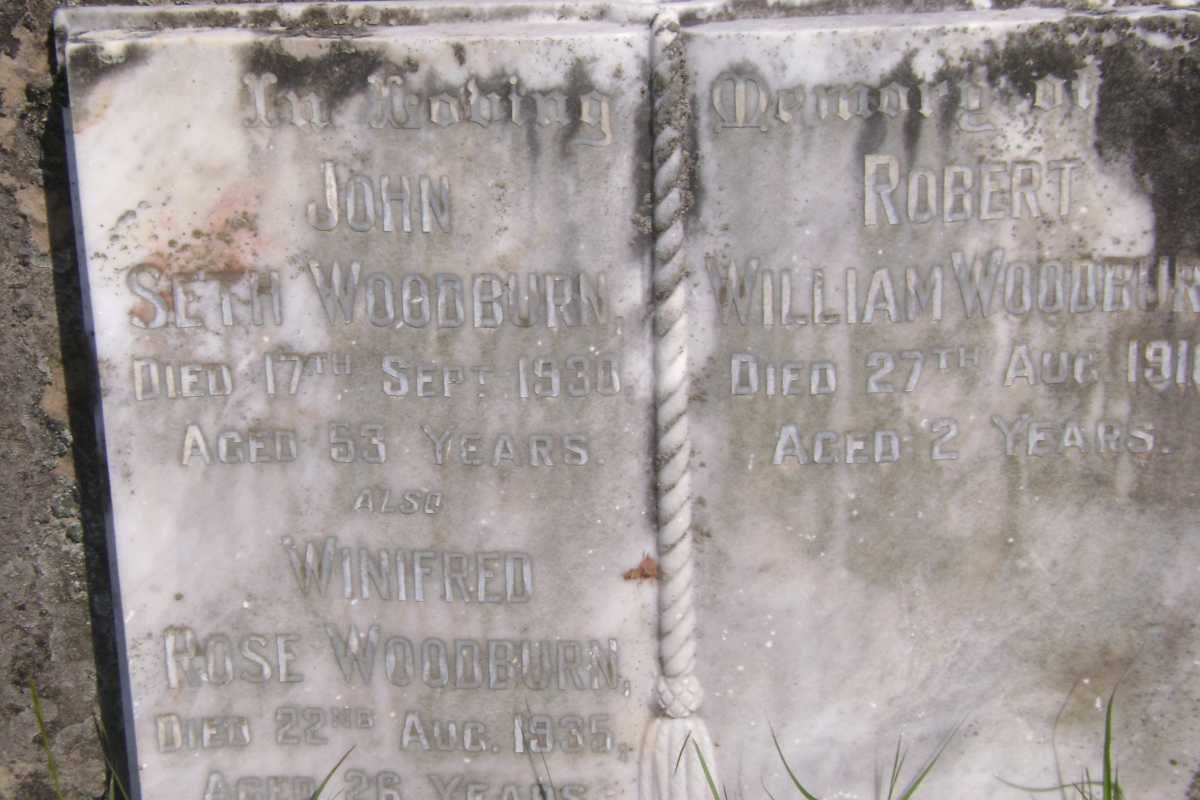 WOODBURN John Seth -1930 :: WOODBURN Winifred Rose -1935 :: WOODBURN Robert William -1911