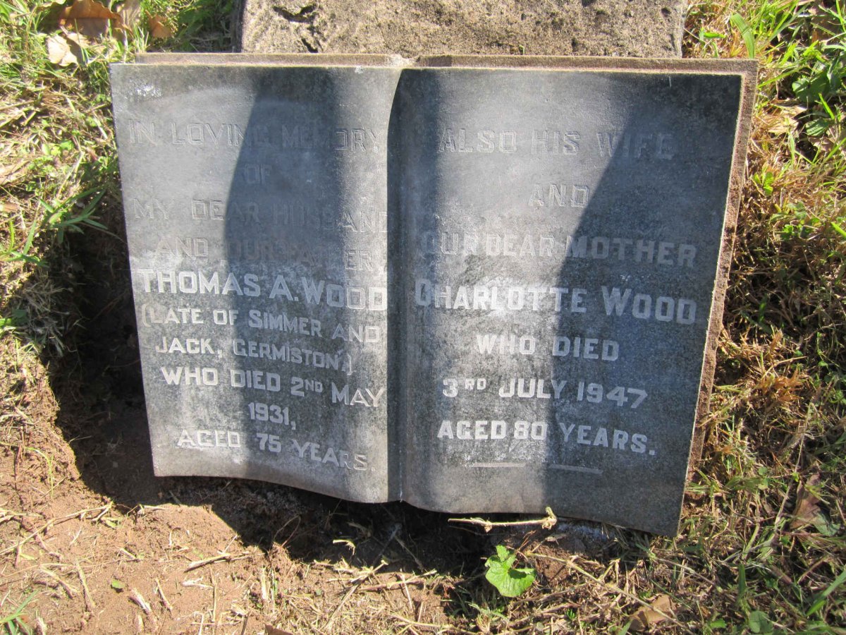 WOOD Thomas A. -1931 &amp; Charlotte -1947