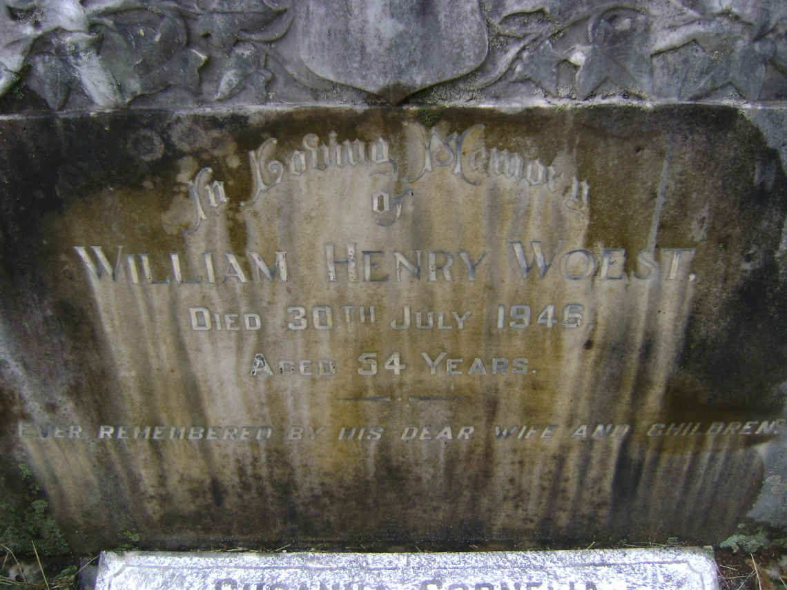 WOEST William Henry -1946 &amp; Susanna Cornelia -1979