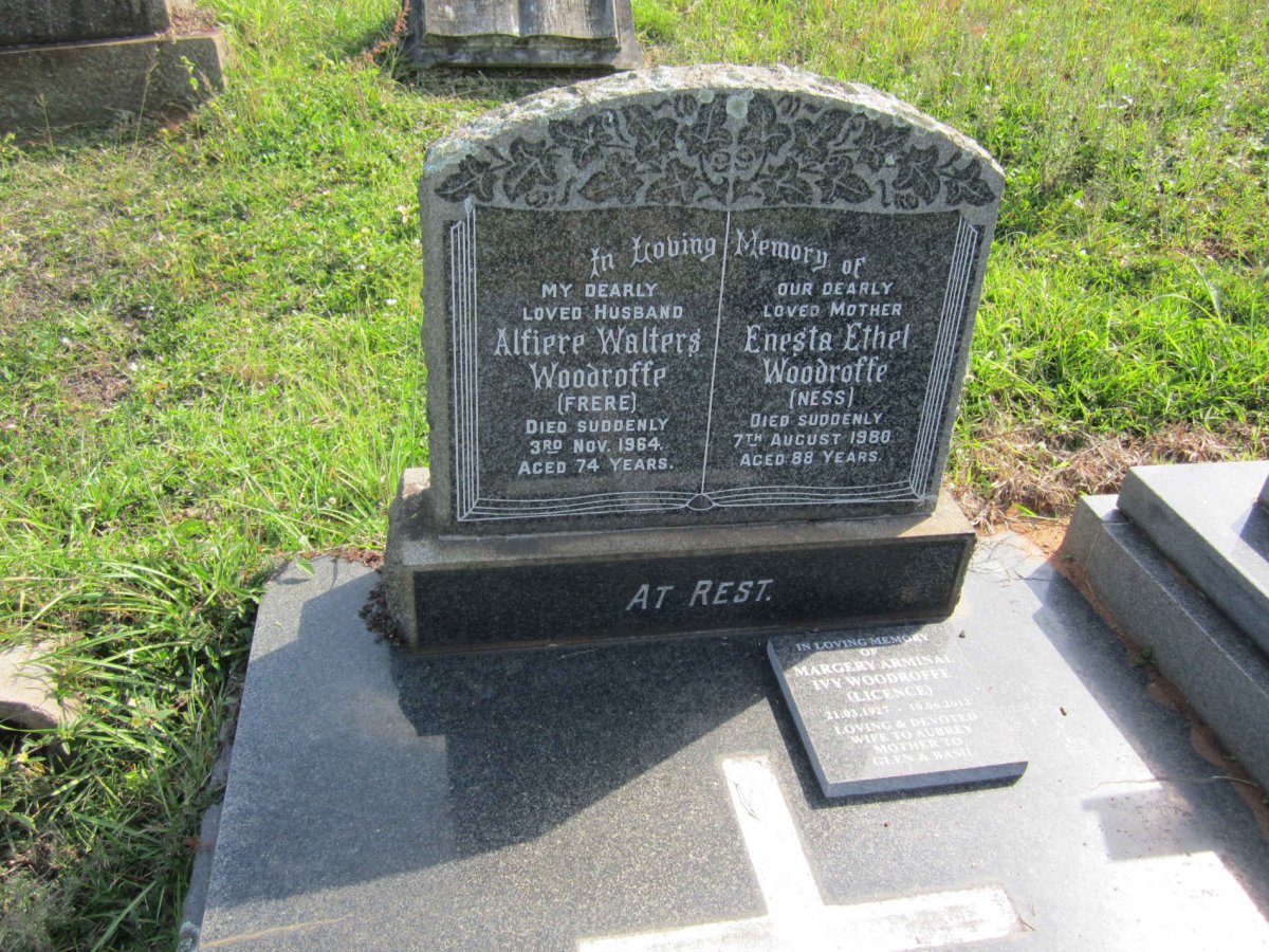 WOODROFFE Alfiere Walters -1964 &amp; Ernesta Ethel -1980 :: WOODROFFE Margery Arminal Ivy nee LICENCE 1927-2012