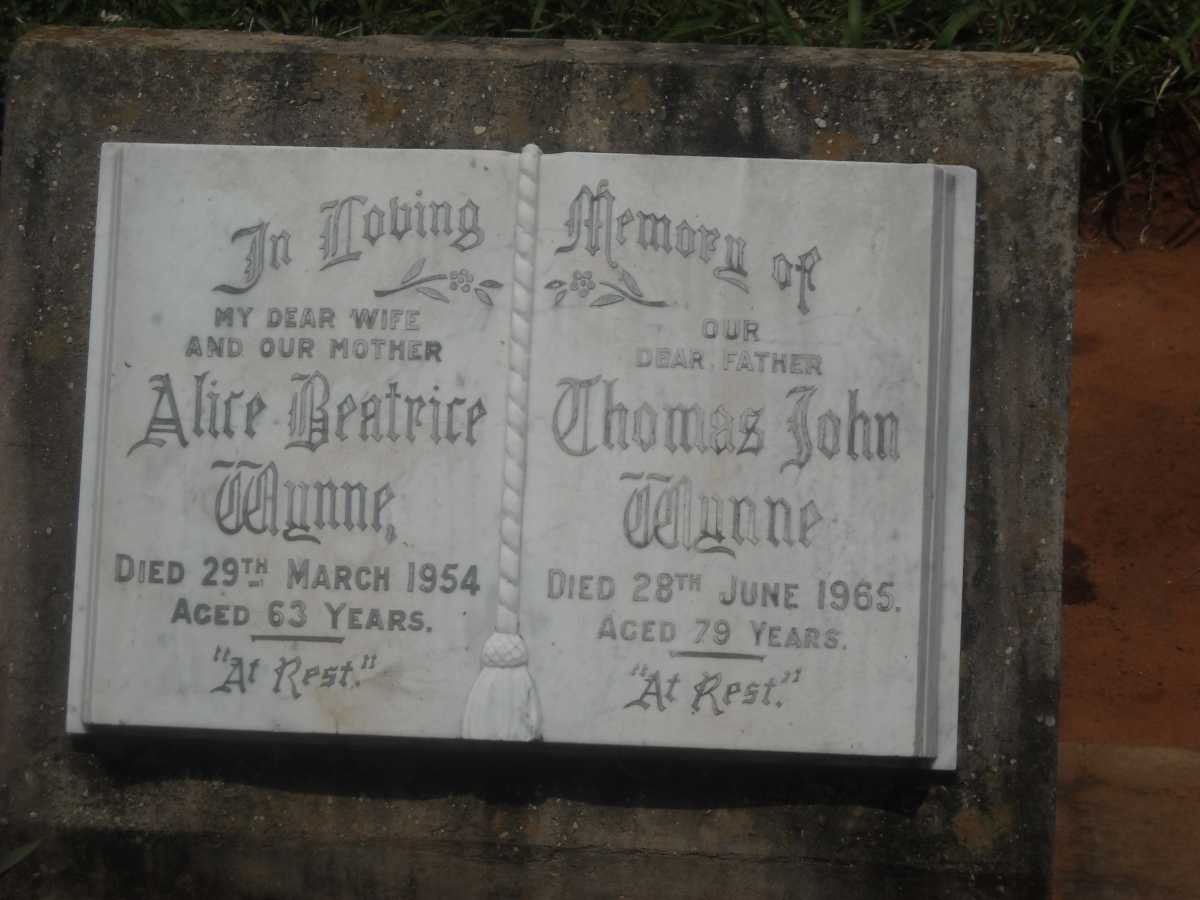 WYNNE Thomas John -1965 &amp; Alice Beatrice -1954