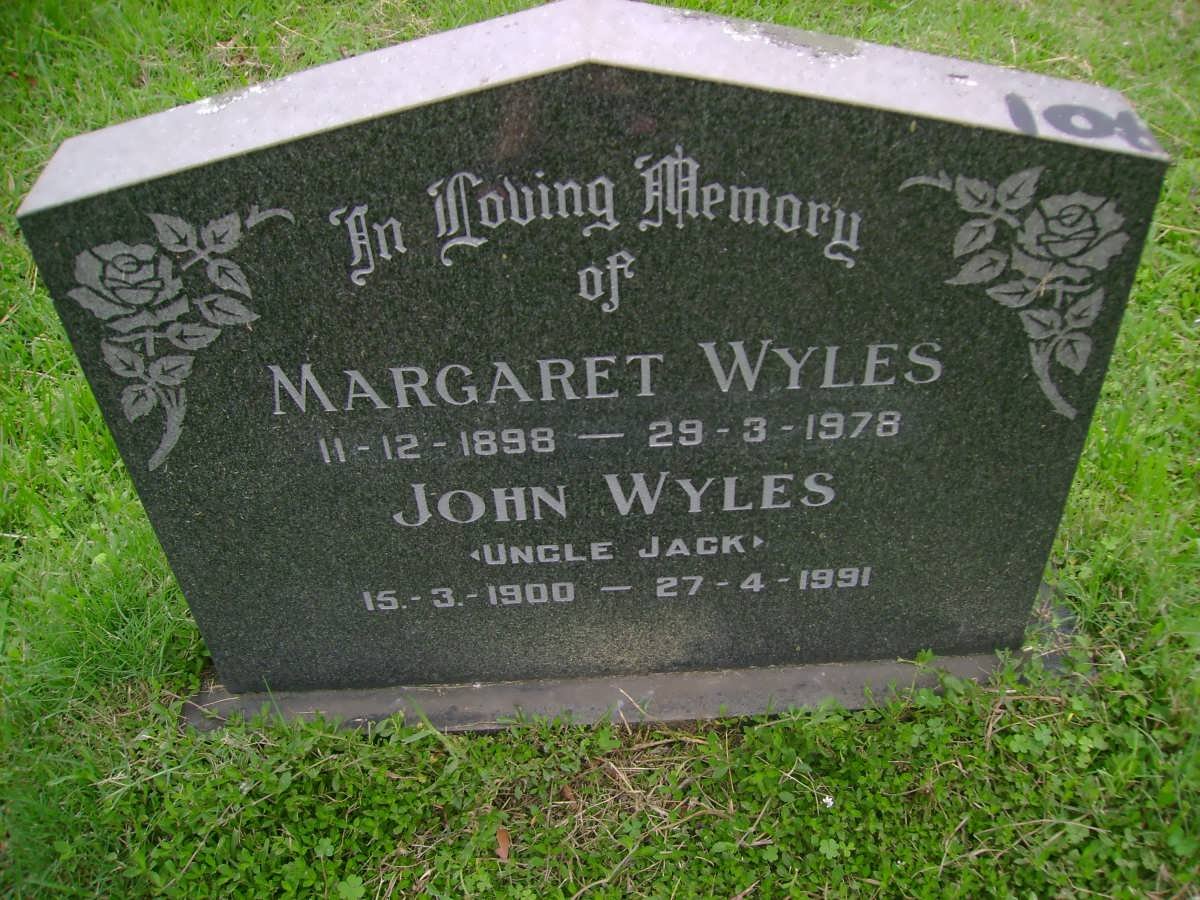 WYLES John 1900-1991 &amp; Margaret 1898-1978