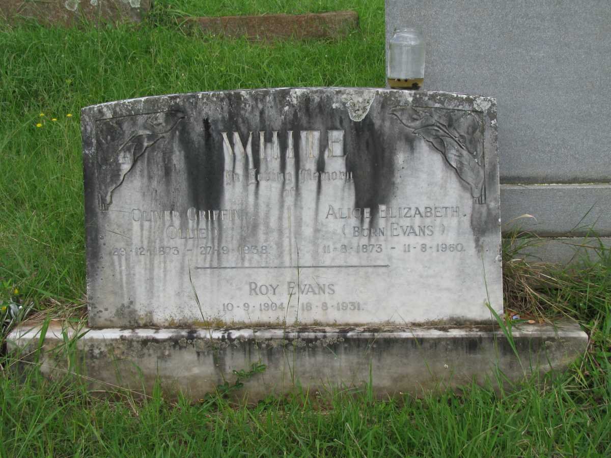 WHITE Oliver Griffin 1873-1938 &amp; Alice Elizabeth EVANS 1873-1960 :: WHITE Roy Evans 1904-1931