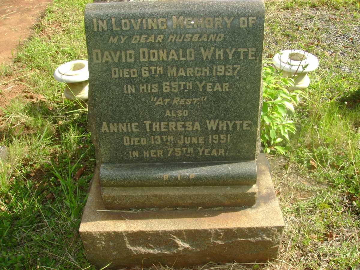 WHYTE David Donald -1937 &amp; Annie Theresa -1951