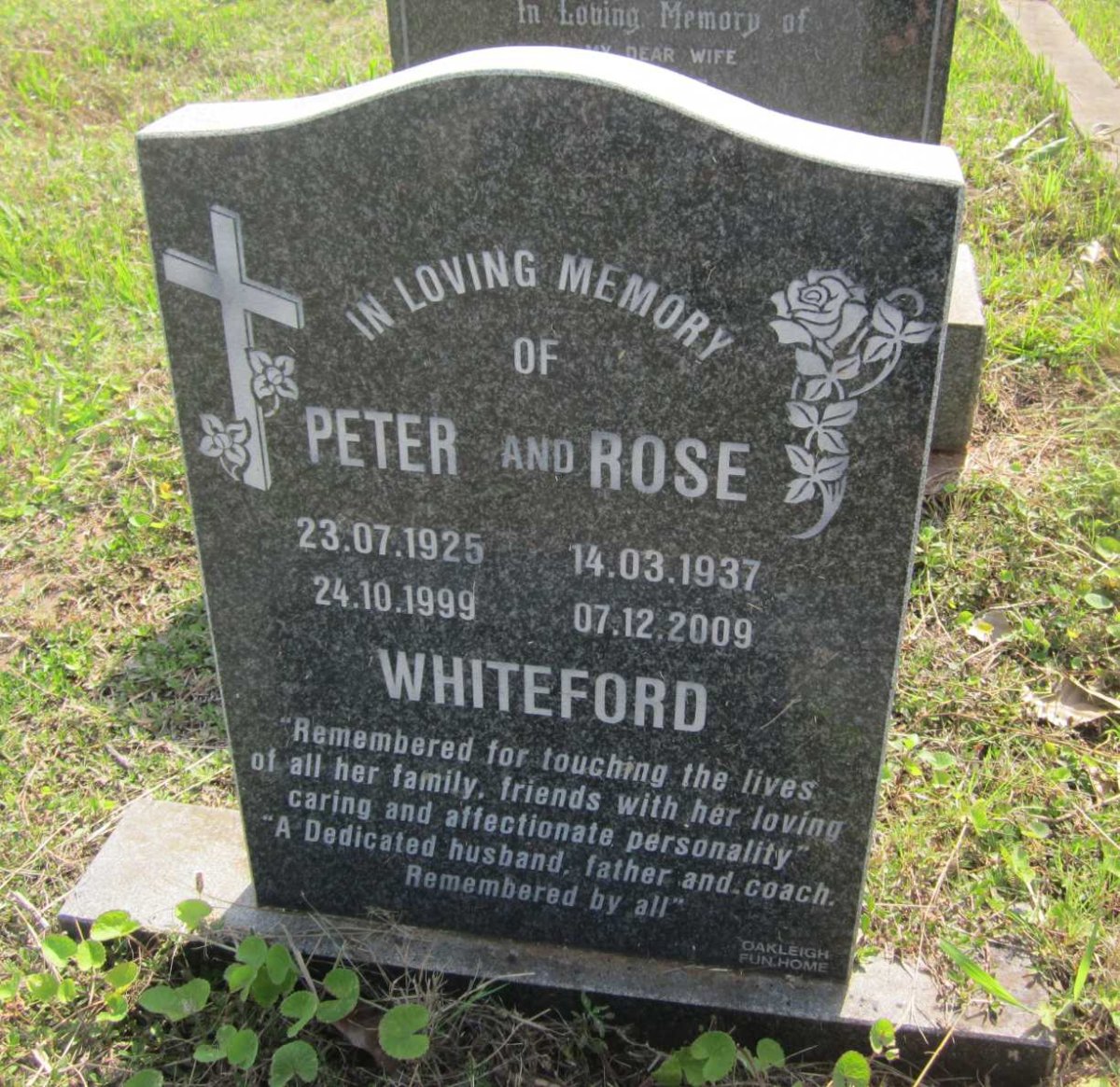 WHITEFORD Peter 1925-1999 &amp; Rose 1937-2009