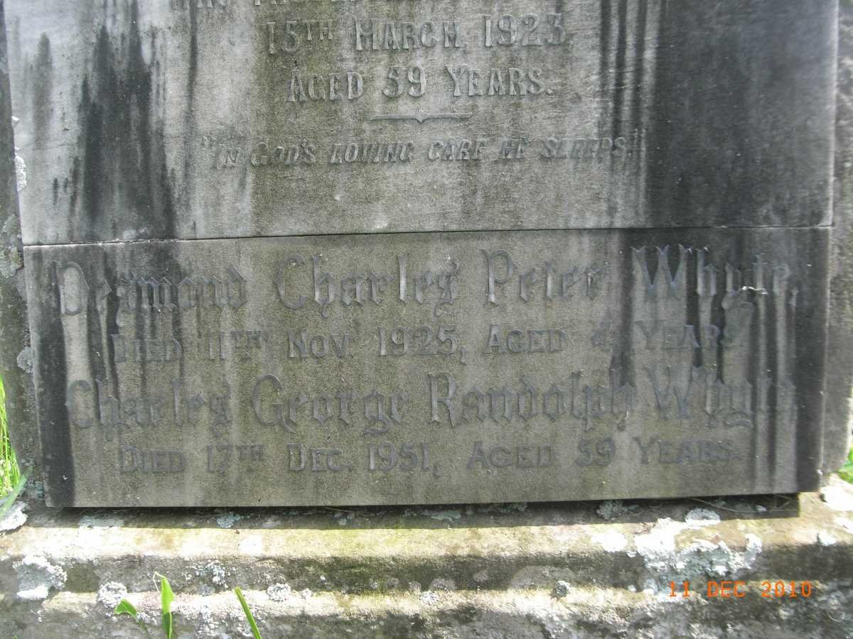 WHYTE Peter –1923 :: WHYTE Desmond Charles Peter -1925 :: WHYTE Charles George Randolph --1951