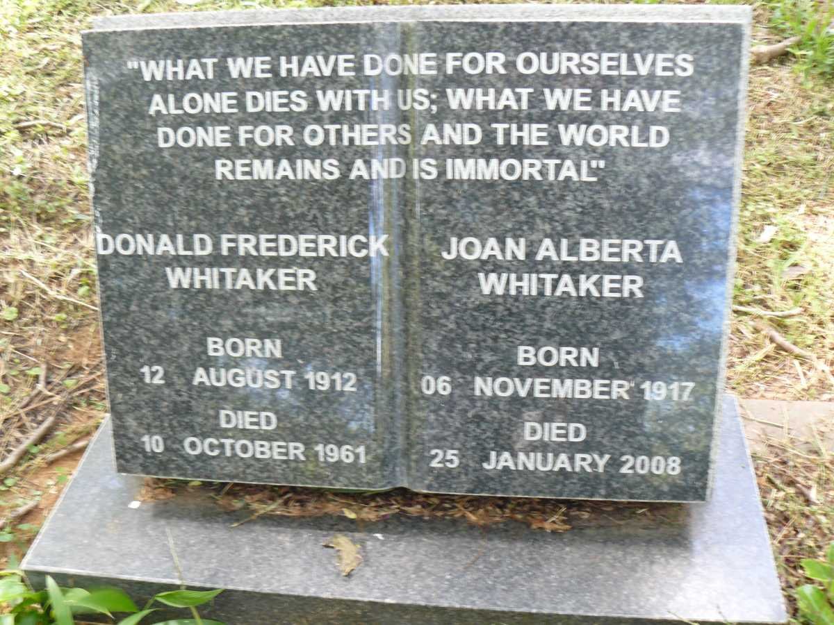 WHITAKER Donald Frederick 1912-1961 &amp; Joan Alberta 1917-2008