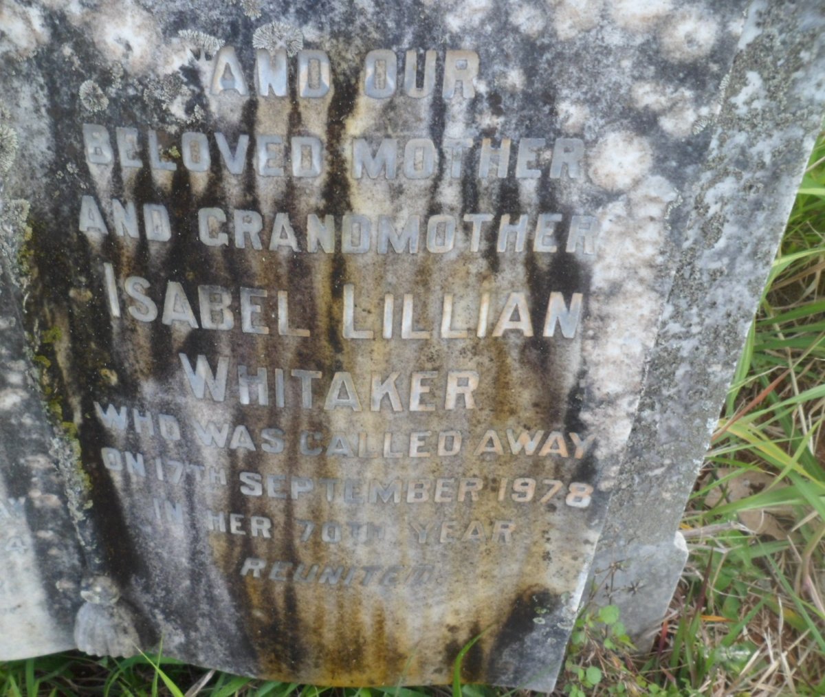 WHITAKER Isabel Lillian -1978
