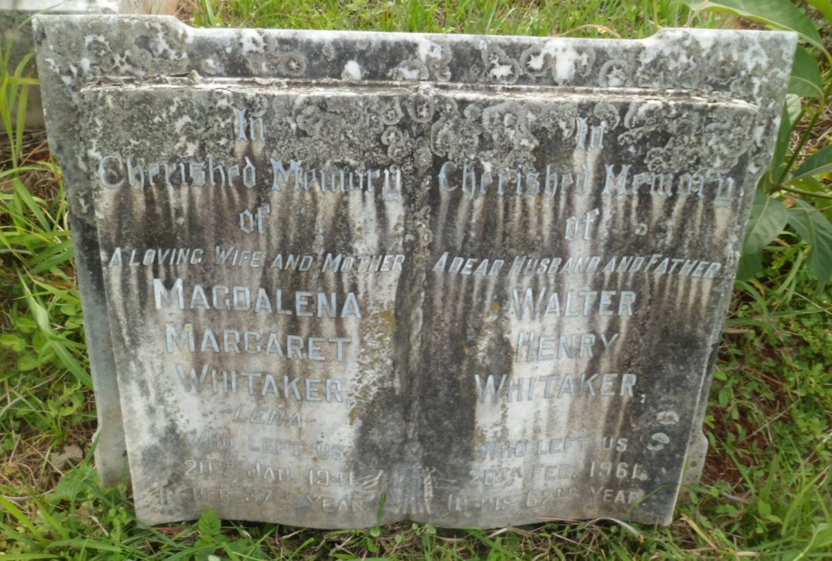 WHITAKER Walter Henry -1961 &amp; Magdalena Margaret -1941