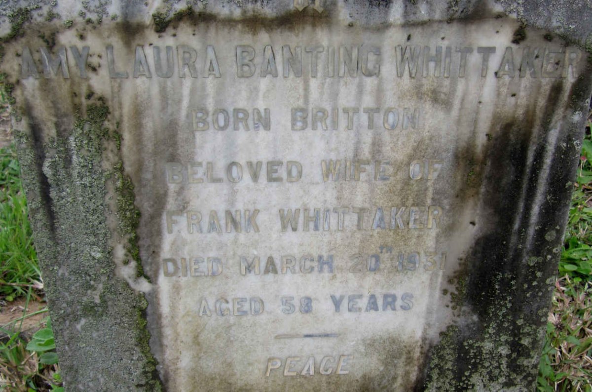 WHITTAKER Amy Laura Banting nee BRITTON -1931
