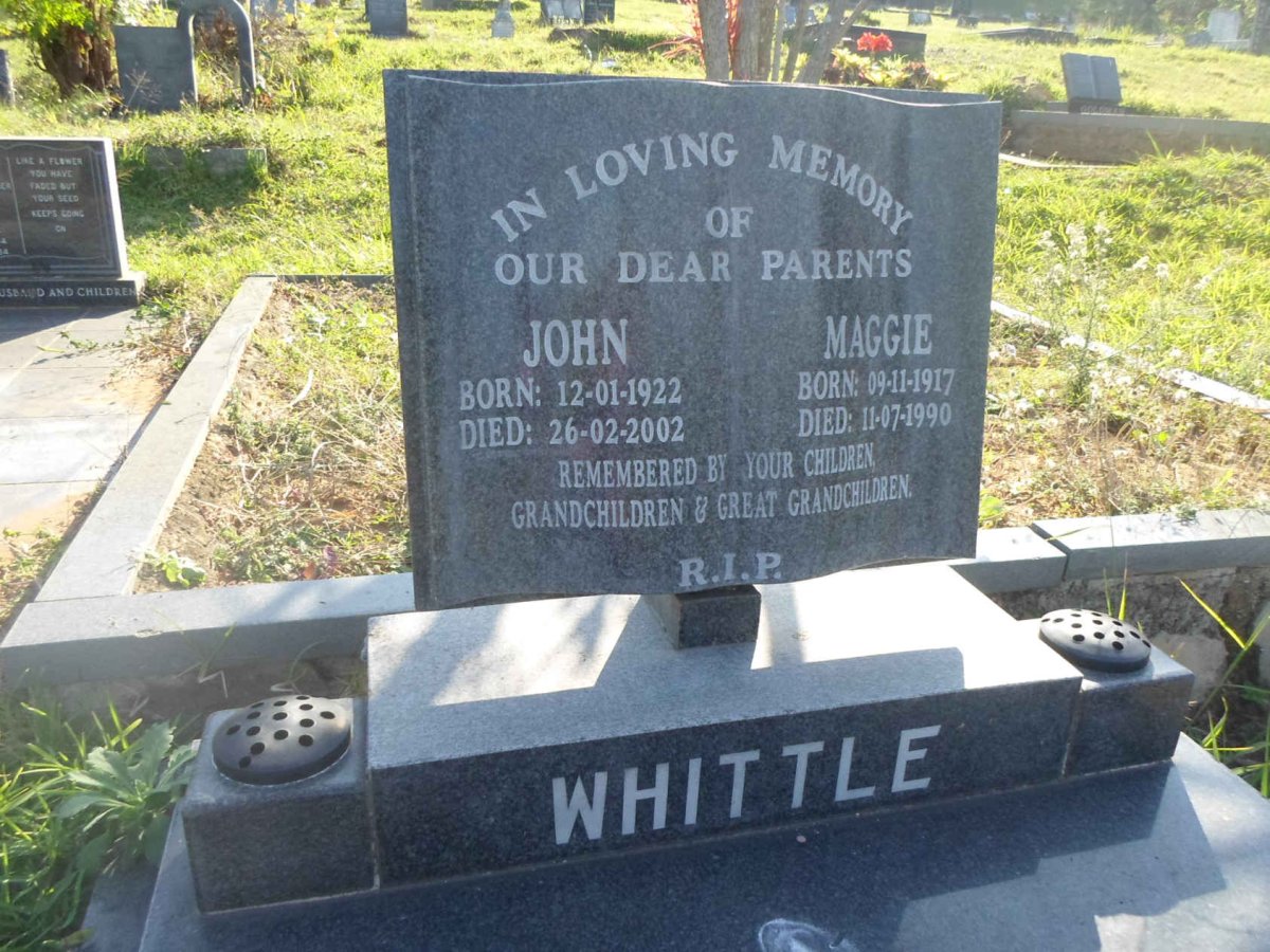 WHITTLE John 1922-2002 &amp; Maggie 1917-1990