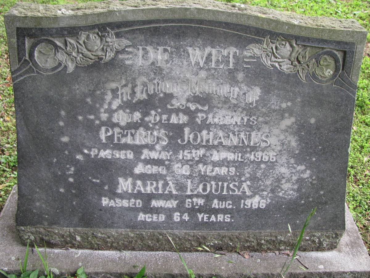 WET Petrus Johannes, de -1966 &amp; Maria Louisa -1966
