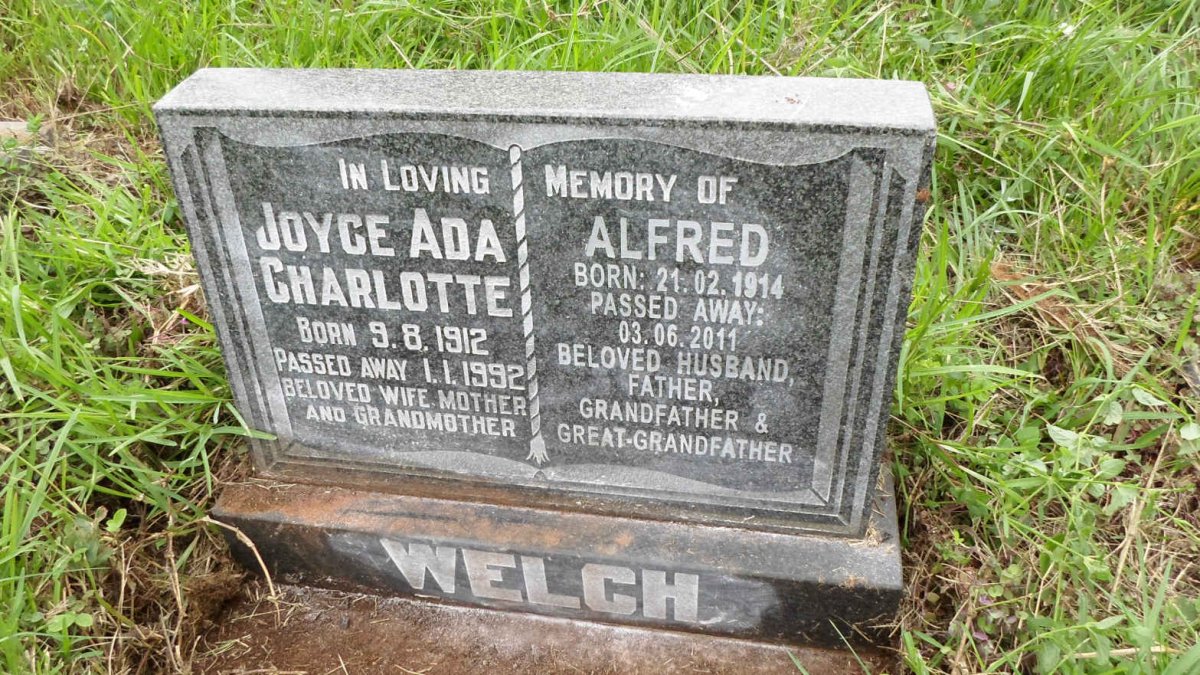 WELCH Alfred 1914-2011 &amp; Joyce Ada Charlotte 1912-1992