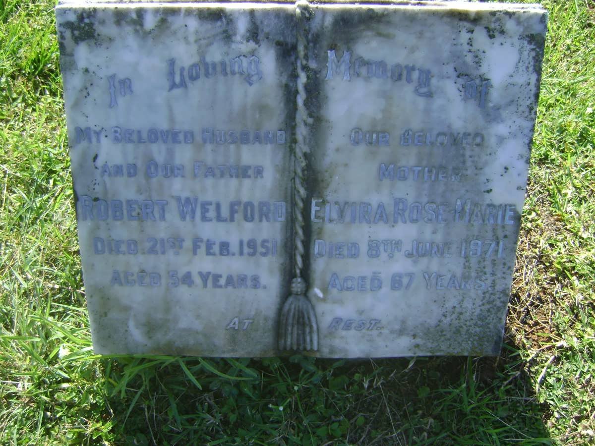 WELFORD Robert -1951 &amp; Elvira Rose Marie -1971