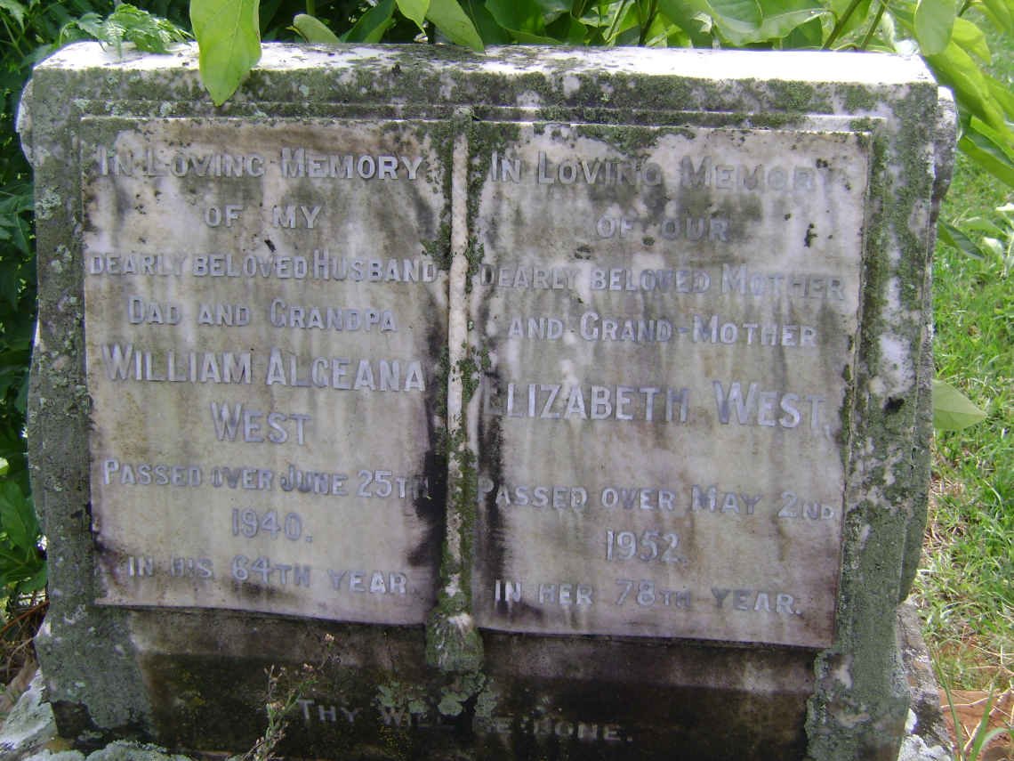 WEST William Alceana -1940 &amp; Elizabeth -1952