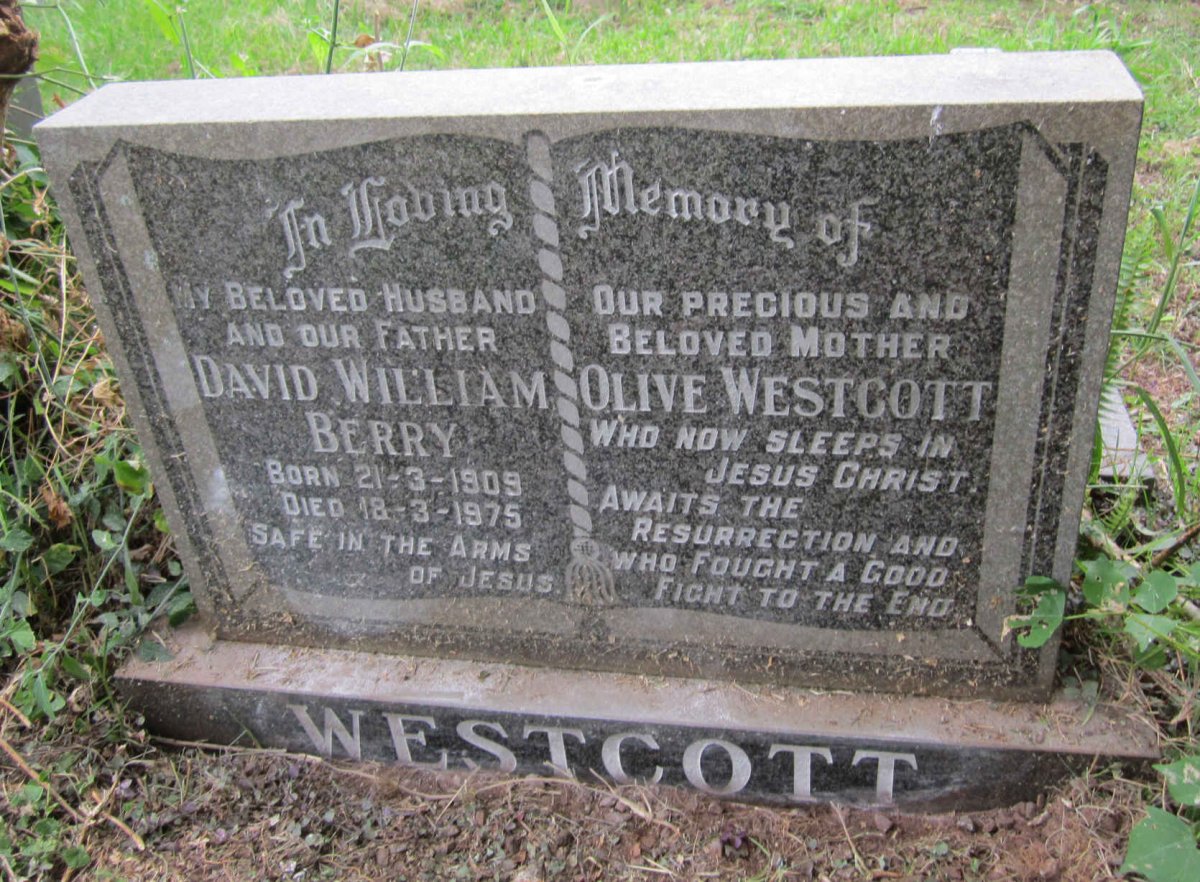 WESTCOTT David William Berry 1909-1975 &amp; Olive -1990