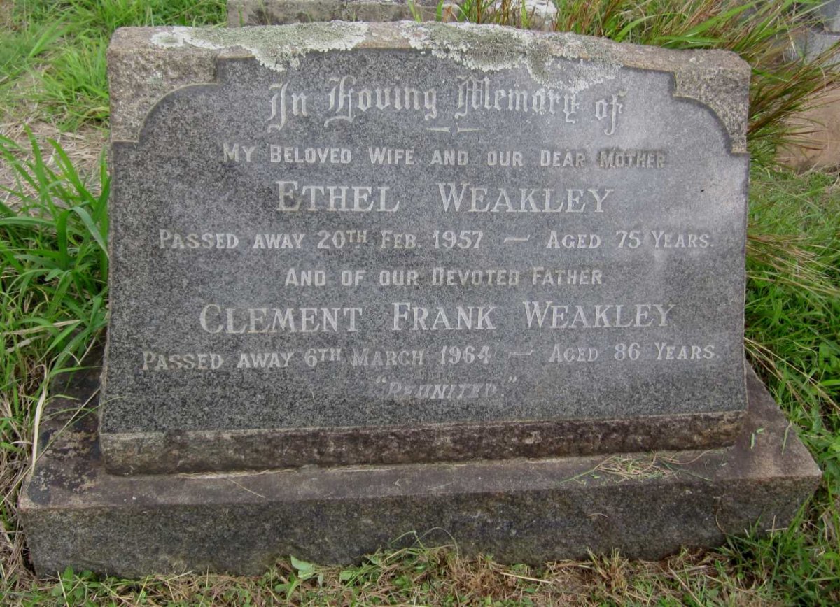 WEAKLEY Clement Frank -1964 &amp; Ethel -1957