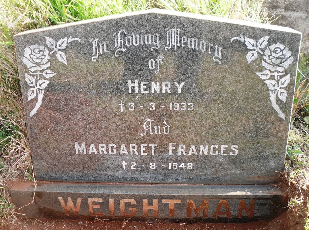 WEIGHTMAN Henry -1933 &amp; Margaret Frances -1948