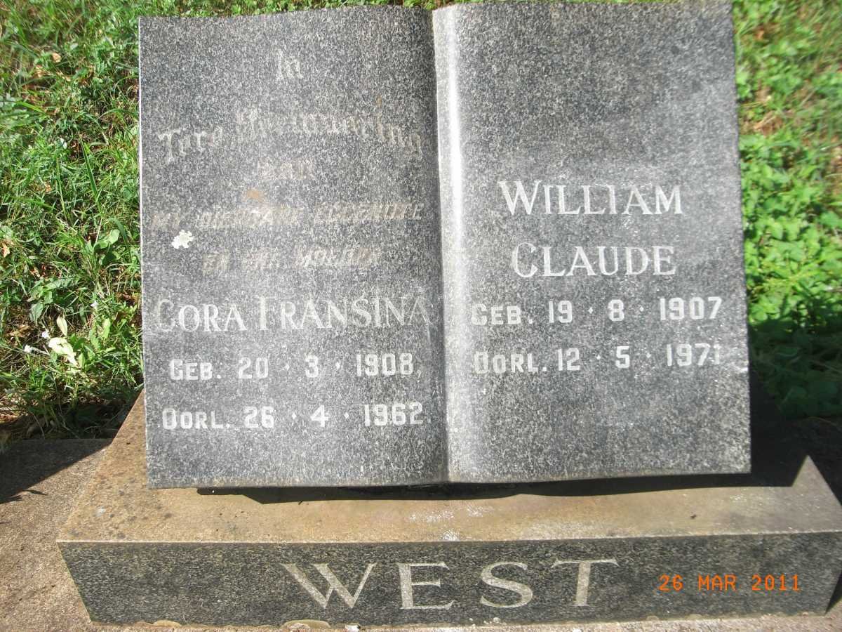 WEST William Claude 1907-1971 &amp; Cora Fransina 1908-1962