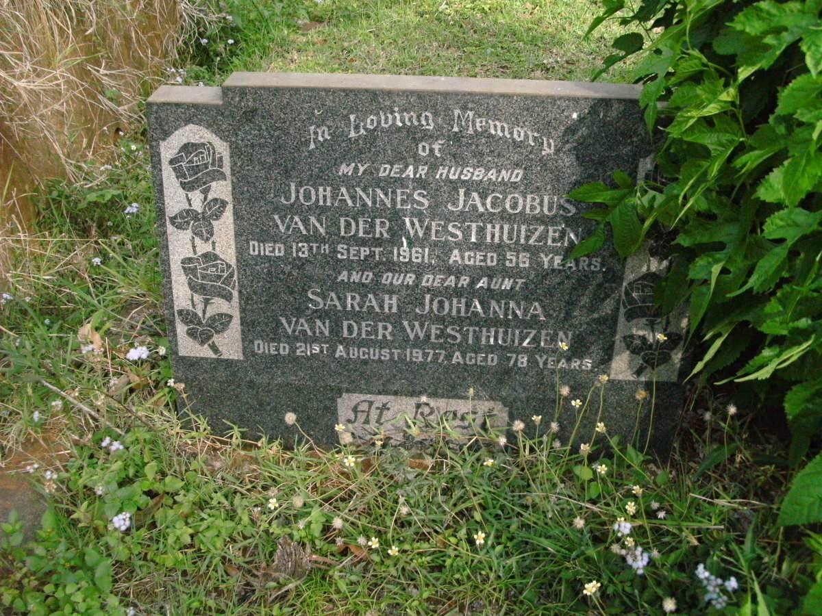 WESTHUIZEN Johannes Jacobus, van der -1961 &amp; Sarah Johanna -1977