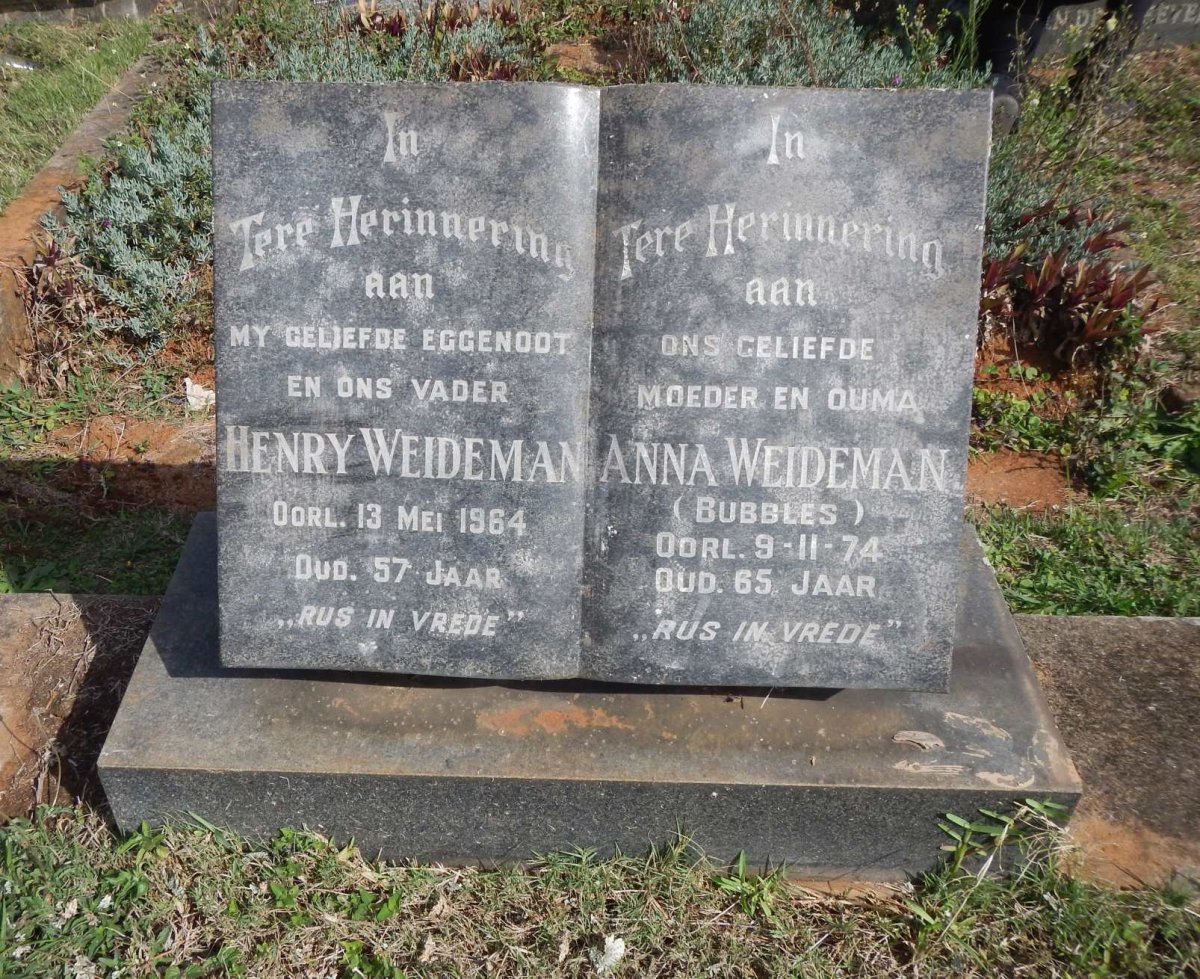 WEIDEMAN Henry -1964 &amp; Anna -1974