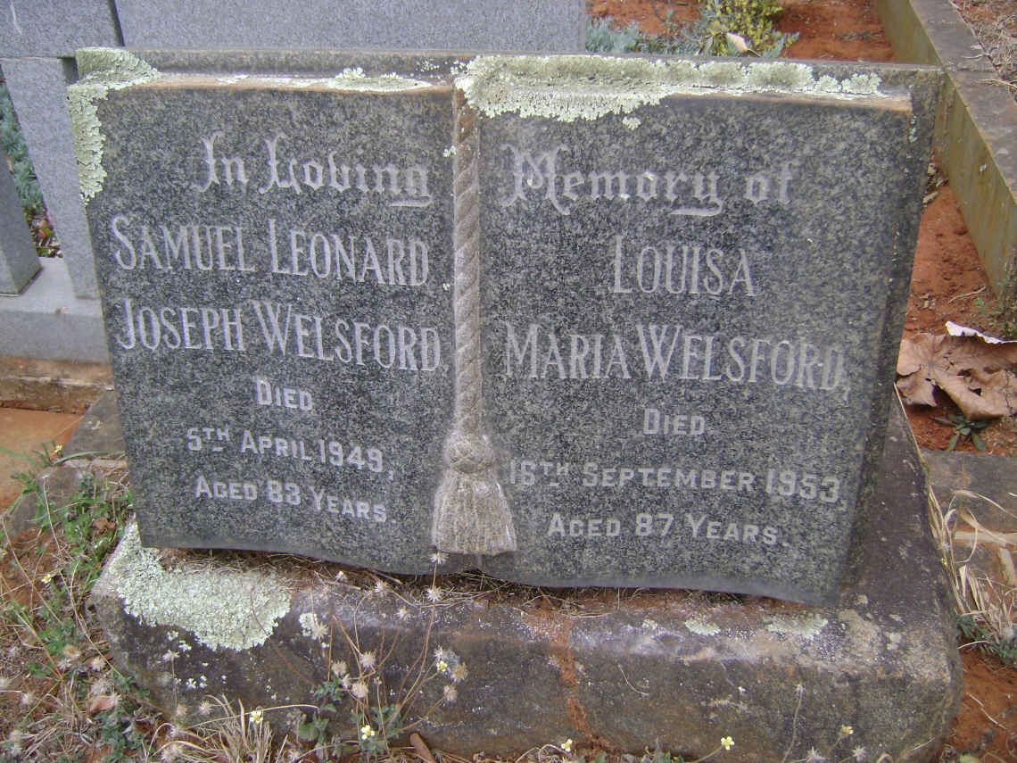 WELSFORD Samuel Leonard Joseph -1949 &amp; Louisa Maria -1953
