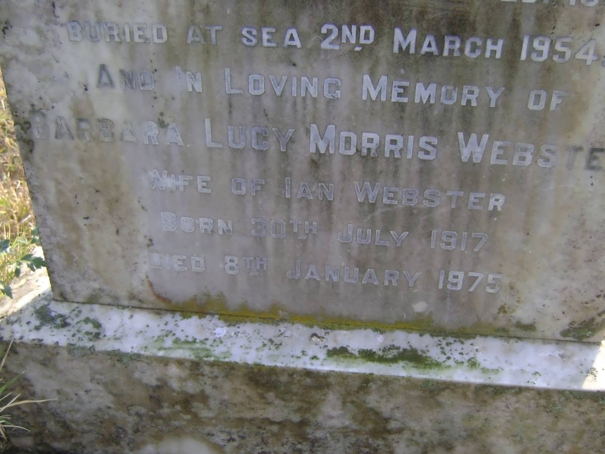 WEBSTER Ian Shepherd -1954 &amp; Barbara Lucy MORRIS 1917-1975
