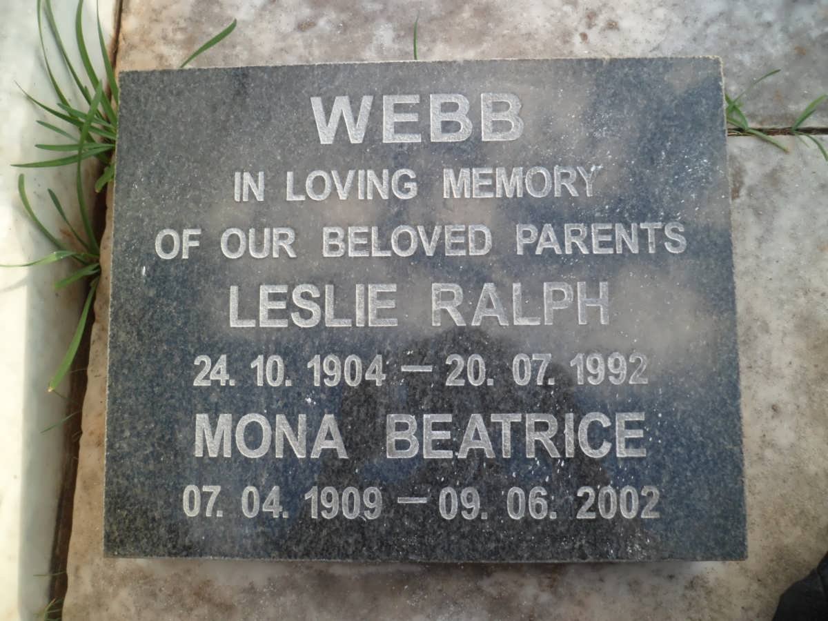WEBB Walter Edwin -1937 &amp; Elizabeth Frances -1934 :: WEBB Kenneth Frederick -1956 :: WEBB Walter Herbert -1977