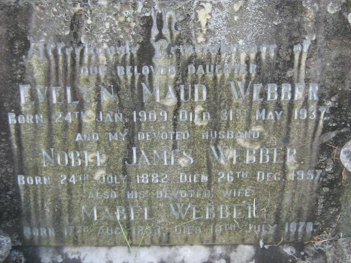 WEBBER Evelyn Maud 1909-1937 :: WEBBER Noble James 1882-1957 &amp; Mabel 1883-1970