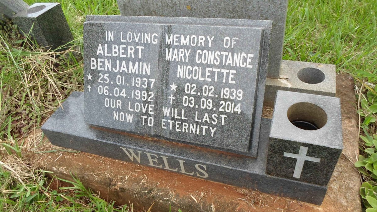 WELLS Albert Benjamin 1937-1992 &amp; Mary Constance Nicolette 1939-2014