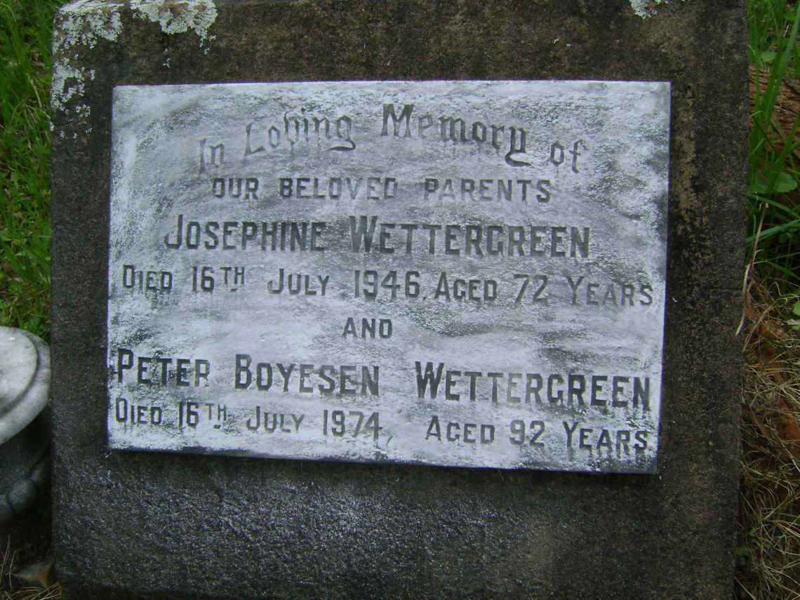 WETTERGREEN Peter Boyesen -1974 &amp; Josephine -1946